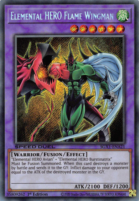 Elemental HERO Flame Wingman [SGX1-ENA21] Secret Rare - for just $0.35! 