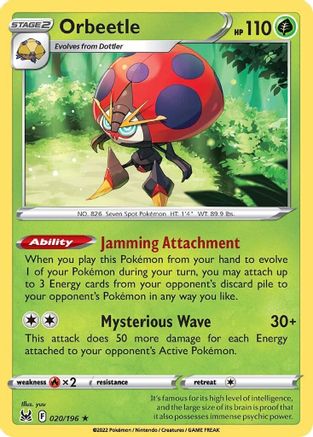 Orbeetle 020/196 - SWSH11 Lost Origin Holofoil - for just $0.10! 