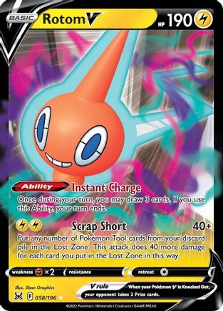 Rotom V 058/196 - SWSH11 Lost Origin Holofoil - for just $0.48! 