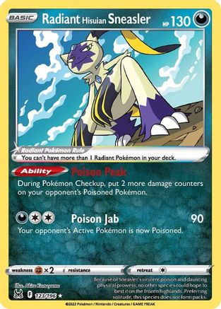 Radiant Hisuian Sneasler 123/196 - SWSH11 Lost Origin Holofoil - for just $0.35! 