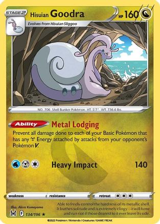 Hisuian Goodra 134/196 - SWSH11 Lost Origin Holofoil - for just $0.15! 