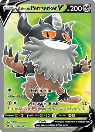 Galarian Perrserker V (Full Art) 183/196 - SWSH11 Lost Origin Holofoil - for just $0.81! 