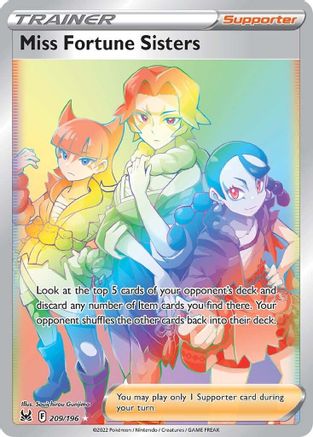 Miss Fortune Sisters (Secret) 209/196 - SWSH11 Lost Origin Holofoil - for just $2.33! 