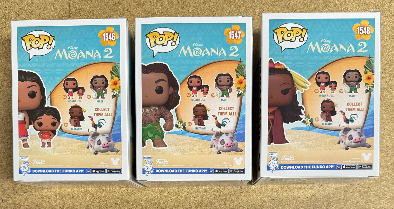 Funko Pop! Disney Moana & Little Sis Simea, Maui & Matangi “Moana 2” Set Of 3 - for just $40! 