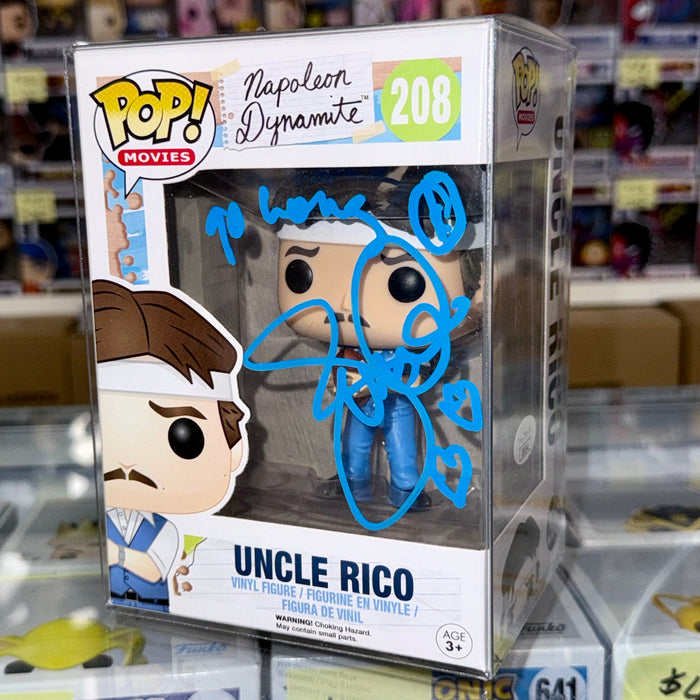 Jon Gries Signed Uncle Rico Napoleon Dynamite Vaulted 2015 Funko Pop! #208 With JSA COA - for just $150! 