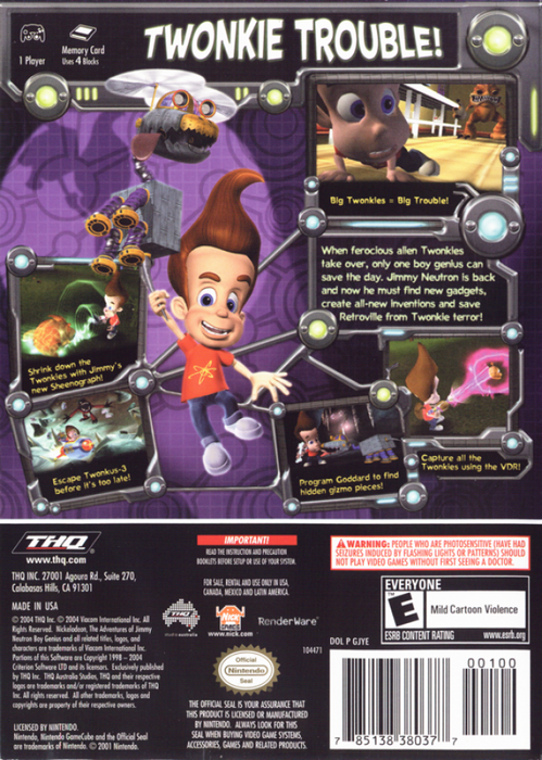 The Adventures of Jimmy Neutron Boy Genius: Attack of the Twonkies – GameCube (GC) - for just $13.99! 