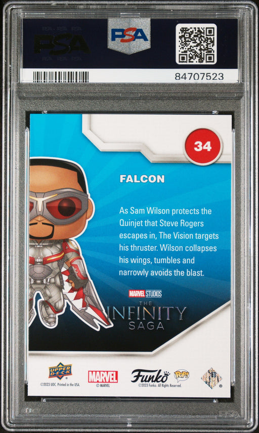 2023 UPPER DECK FUNKO POP MARVEL  FALCON PLATINUM #34  PSA 10 - for just $54! 