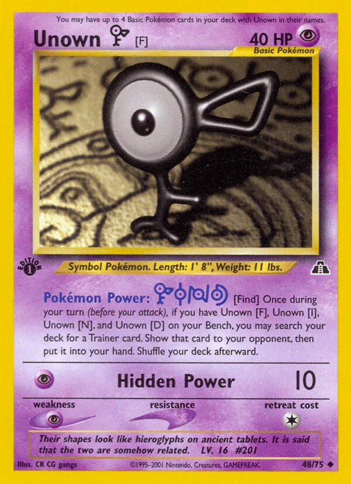 Unown [F] (48/75) [Neo Discovery 1st Edition] - for just $1.05! 