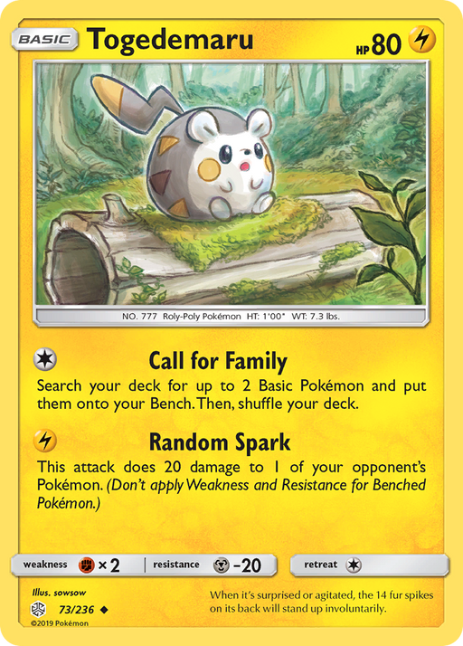 Togedemaru (73/236) [Sun & Moon: Cosmic Eclipse] - Just $0.05! Shop now at Retro Gaming of Denver