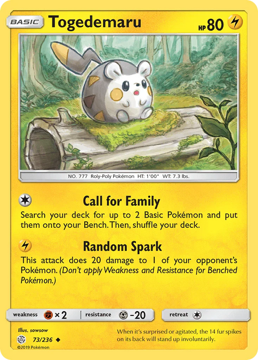 Togedemaru (73/236) [Sun & Moon: Cosmic Eclipse] - for just $0.15! 
