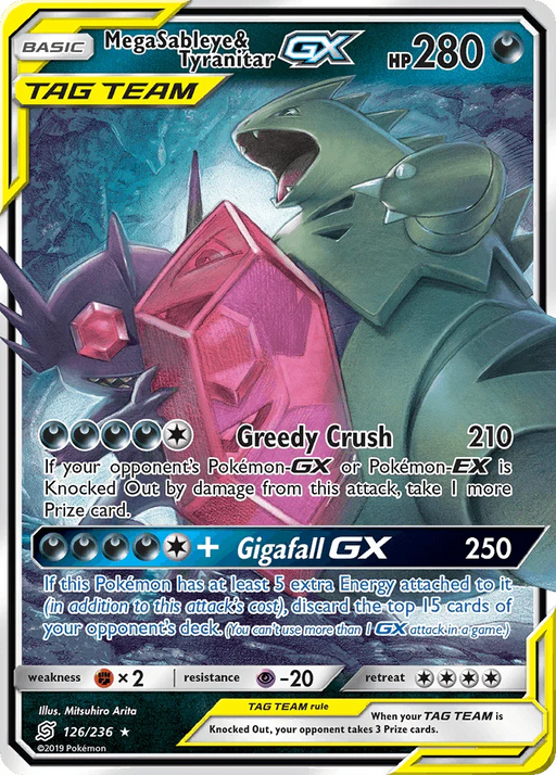 Mega Sableye & Tyranitar GX (126/236) [Sun & Moon: Unified Minds] - for just $16.30! 