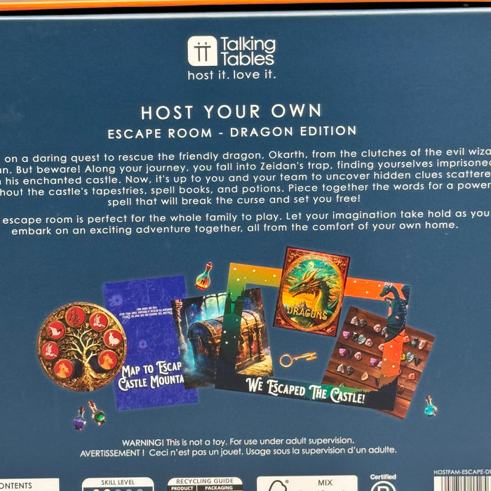 TALKING TABLES Host Your Own Escape Room Dragon Edition Board Game HOSTFAM-ESCAPE-DRGN - for just $18! 
