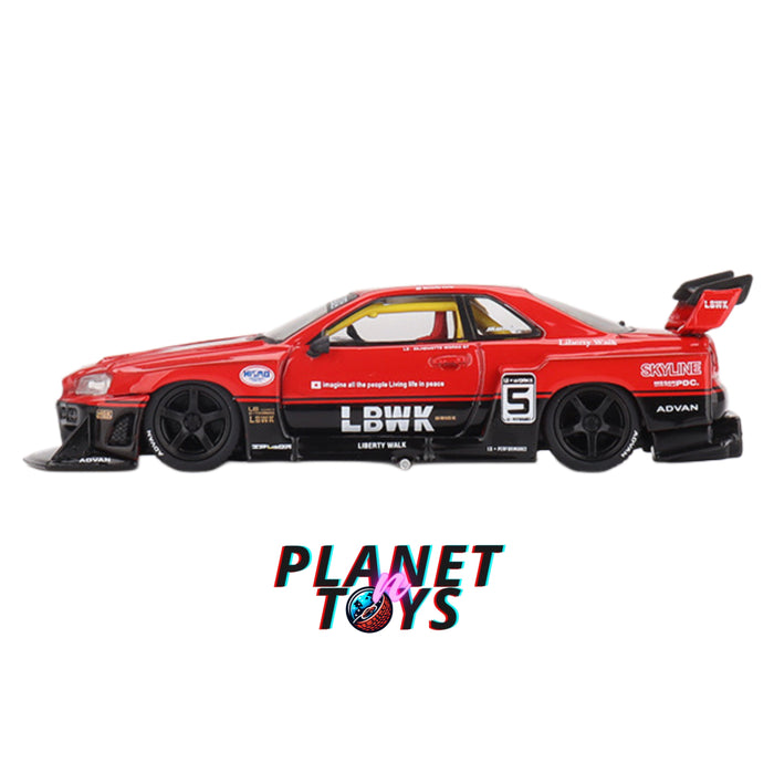 Mini GT 1:64 LBWK Nissan LB-ER34 Super Silhouette Red/Black #843 - for just $15.99! 