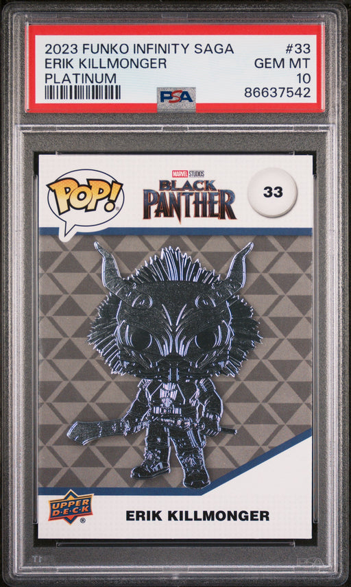 2023 UPPER DECK FUNKO POP MARVEL  ERIK KILLMONGER PLATINUM #33  PSA 10 - for just $54! 