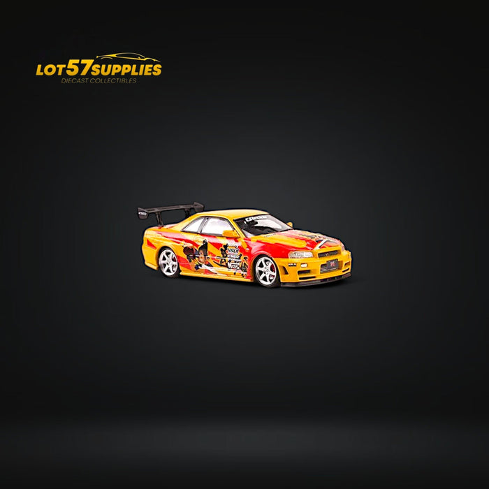 Fast Speed Nissan Skyline GT-R R34 Z-Tune NFS SRS Yellow-Red Livery 1:64 - for just $34.99! 
