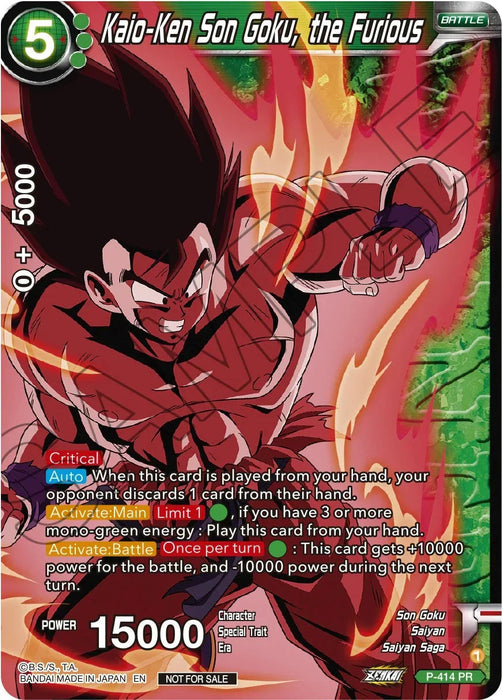 Kaio-Ken Son Goku, the Furious (Zenkai Series Tournament Pack Vol.1 Winner) (P-414) [Tournament Promotion Cards] - for just $2.55! 