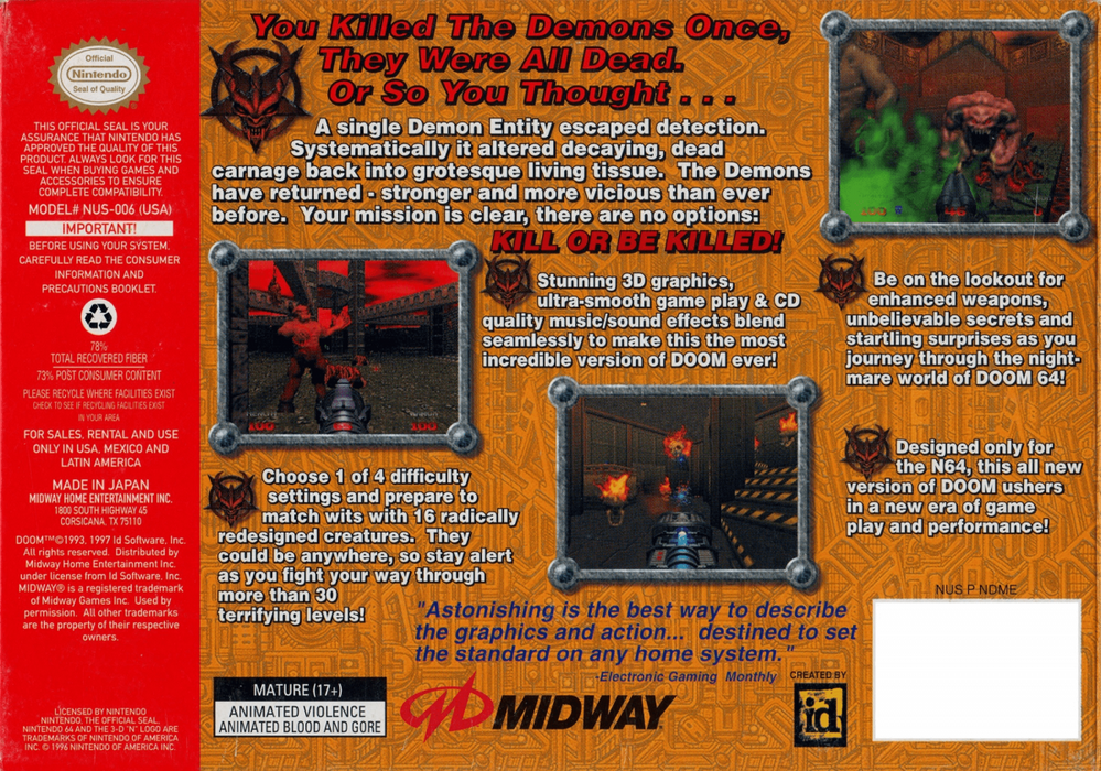 Doom 64 – Nintendo 64 (N64) - for just $44.99! 