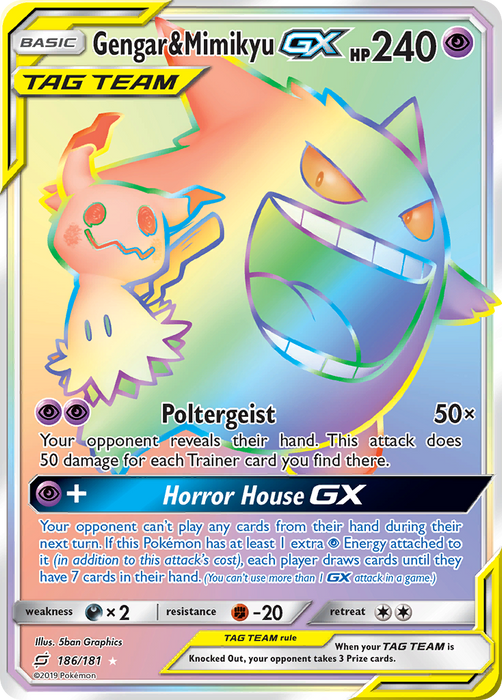 Gengar & Mimikyu GX (186/181) [Sun & Moon: Team Up] - Just $70! Shop now at Retro Gaming of Denver