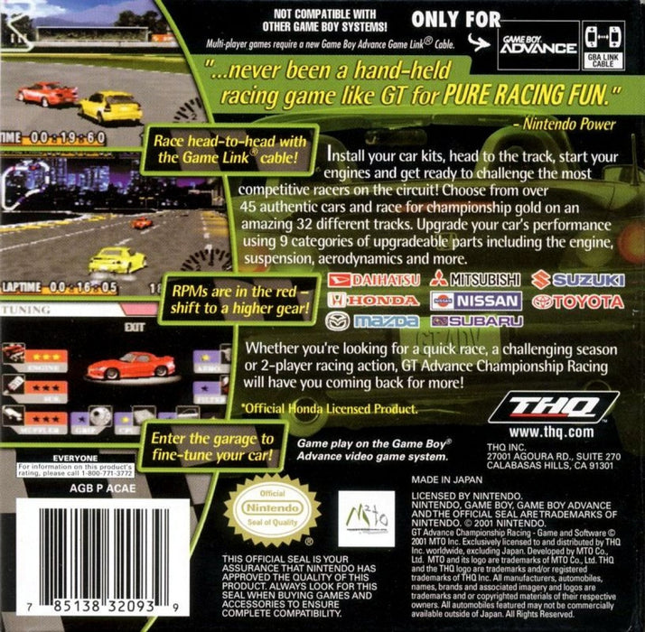 GT Advance: Championship Racing – Game Boy Advance (GBA) - for just $0! 