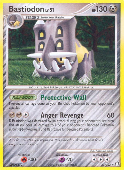 Bastiodon (21/123) (Theme Deck Exclusive) [Diamond & Pearl: Mysterious Treasures] - for just $0.70! 