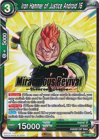 Iron Hammer of Justice Android 16 (Shenron's Chosen Stamped) (BT2-094) [Tournament Promotion Cards] - for just $0.20! 
