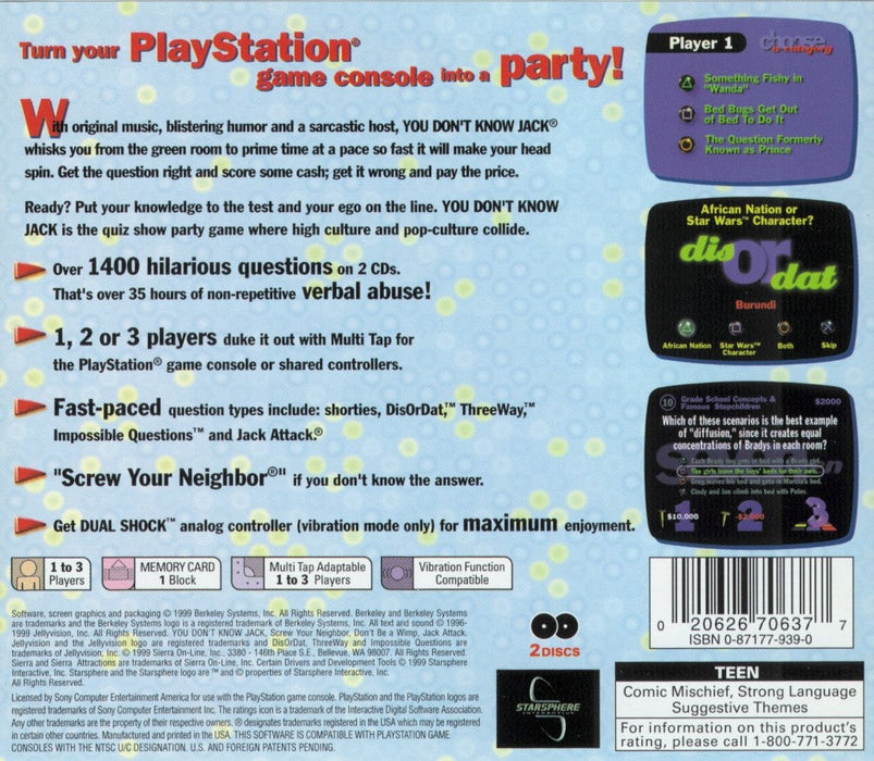 You Don't Know Jack – PlayStation 1 (PS1) - for just $6.99! 