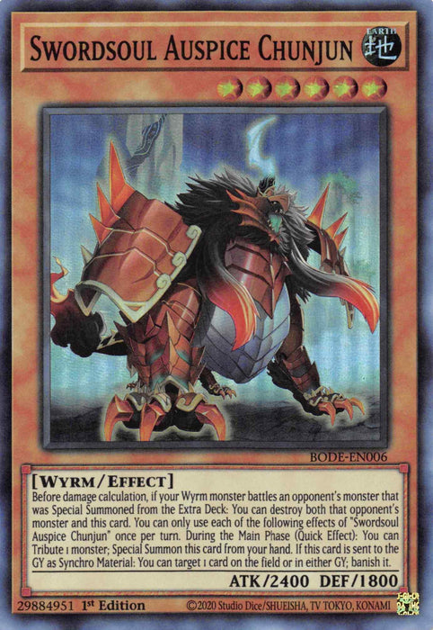 Swordsoul Auspice Chunjun [BODE-EN006] Super Rare - for just $0.10! 