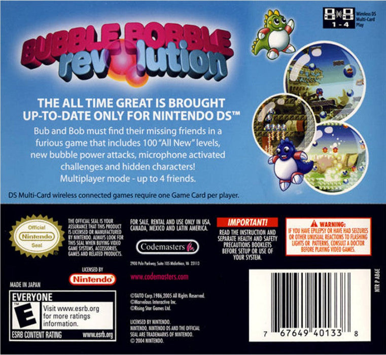 Bubble Bobble: Revolution – Nintendo DS (DS) - for just $0! 