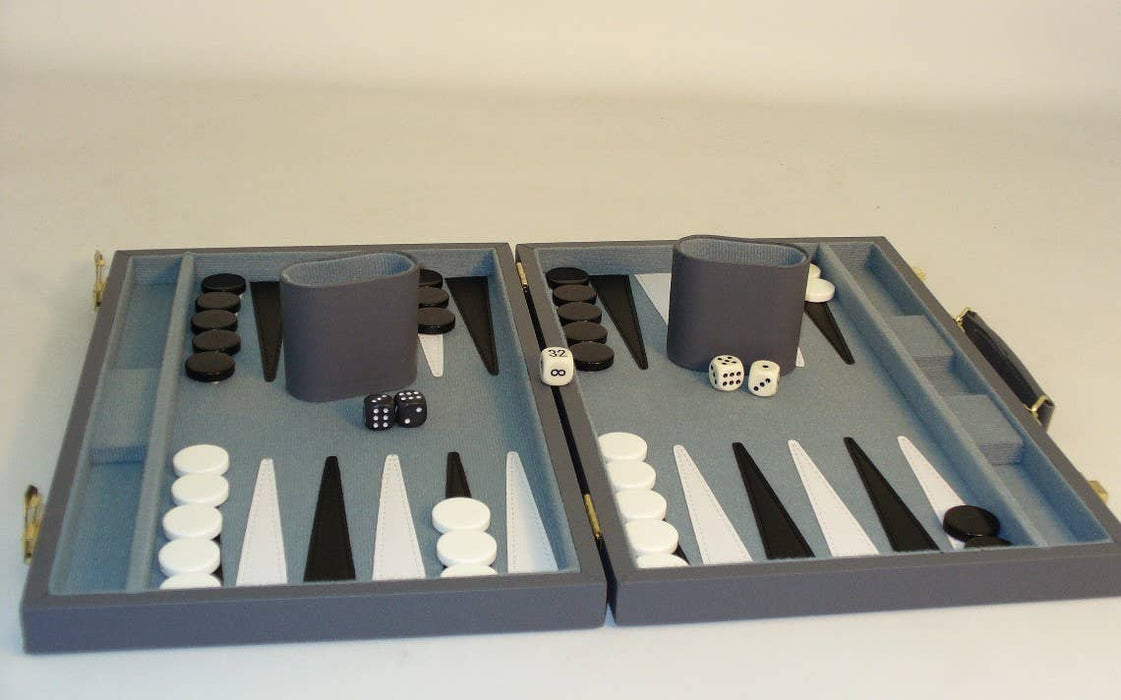 Backgammon- 18" Grey Vinyl Backgammon Set - for just $69.99! 