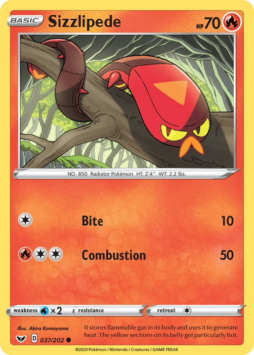 Sizzlipede (037/202) [Sword & Shield: Base Set] - for just $0.10! 