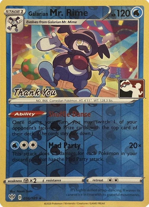Galarian Mr. Rime (036/189) (Thank You Promo) [Sword & Shield: Darkness Ablaze] - for just $1.90! 