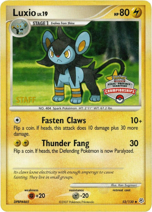 Luxio (52/130) (State Championship Staff Promo) [Diamond & Pearl: Base Set] - for just $18! 