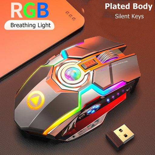 Color Wireless Gaming RGB Rechargeable Mute Button Mouse - for just $39.94! 