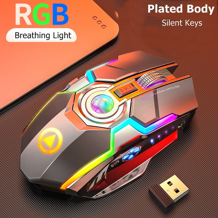 Color Wireless Gaming RGB Rechargeable Mute Button Mouse - for just $39.94! 