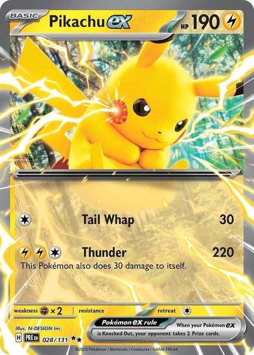 Pikachu ex (028/131) [Scarlet & Violet: Prismatic Evolutions] - for just $1! 