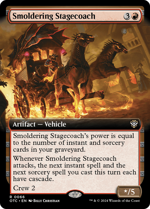 Smoldering Stagecoach (OTC-066) - Outlaws of Thunder Junction Commander: (Extended Art) - for just $0.06! 