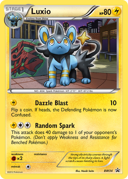 Luxio (BW34) [Black & White: Black Star Promos] - Just $10.70! Shop now at Retro Gaming of Denver