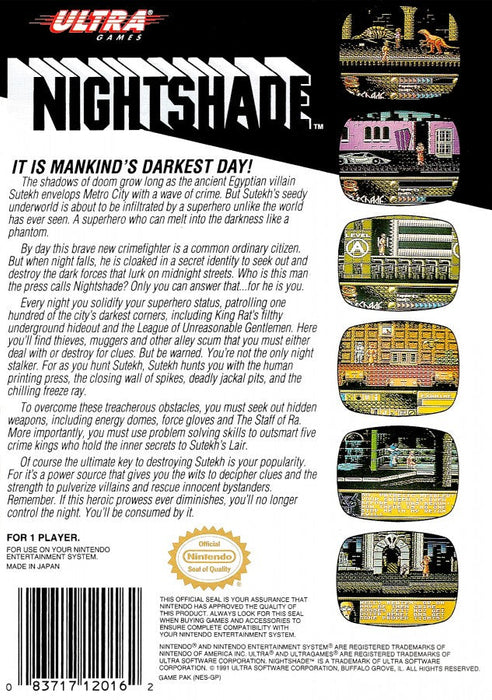 Nightshade  – Nintendo Entertainment System (NES) - for just $29.99! 