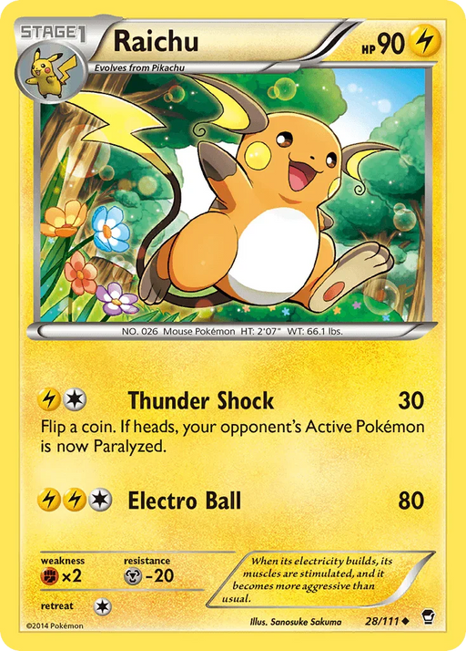 Raichu (28/111) [XY: Furious Fists] - for just $0.55! 