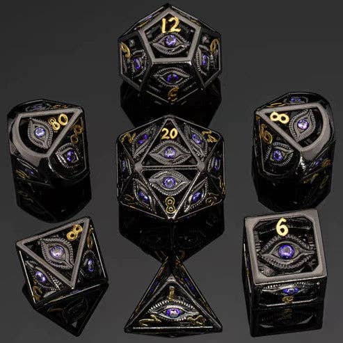 Dragon's Eye Hollow Metal Dice Set - Purple Gems - for just $99.99! 