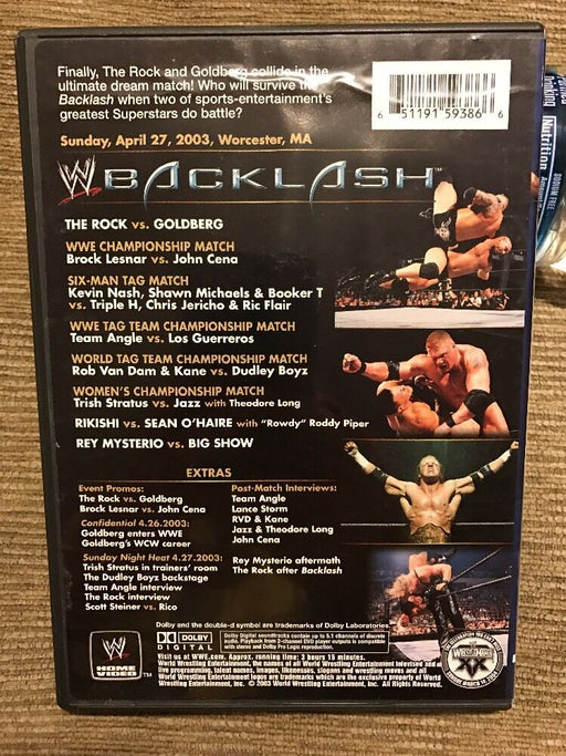 WWE - Backlash 2003 (DVD, 2003) Lesner Goldberg Rock Cena Triple H - for just $7.99! 