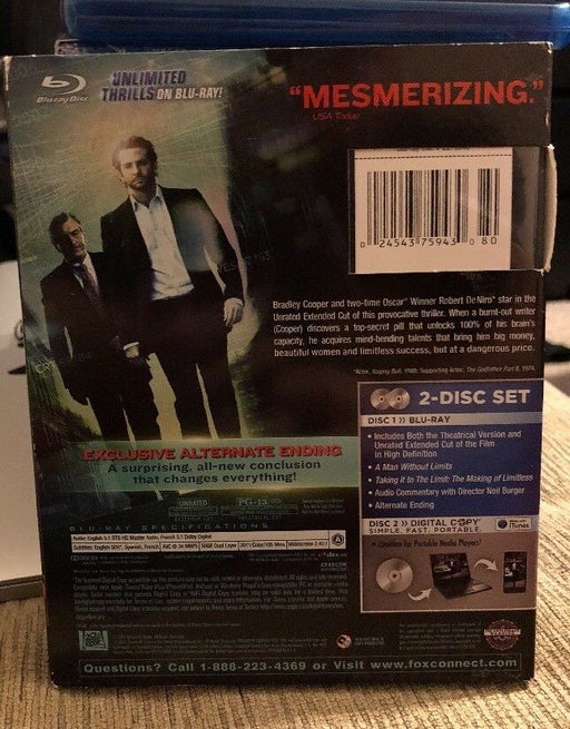 Limitless Blu-ray Disc, 2011, 2-Disc Set, Unrated No Digital Copy Bradley Cooper - for just $7.99! 