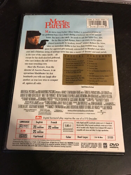 Meet the Parents (DVD, 2001, Widescreen Collectors Edition) Ben Stiller De Niro - for just $4.99! 
