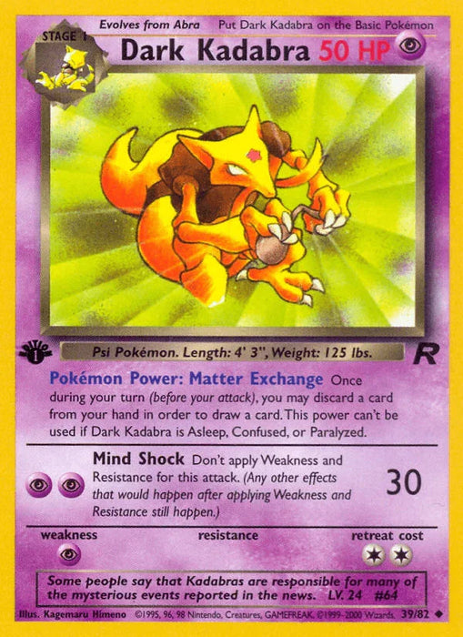 Dark Kadabra (39/82) [Team Rocket 1st Edition] - for just $1.40! 