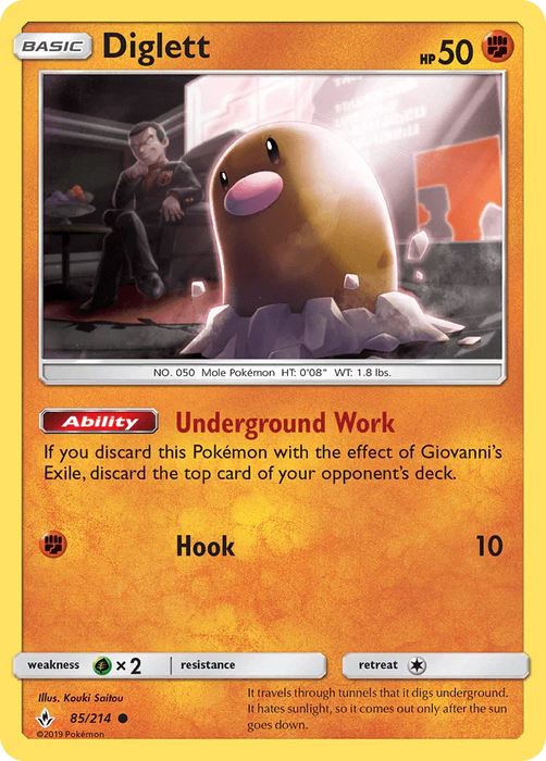 Diglett (85/214) [Sun & Moon: Unbroken Bonds] - for just $0.10! 