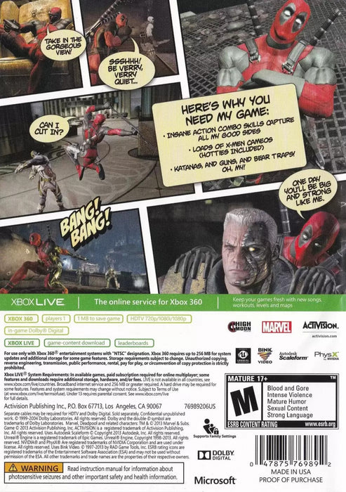 Deadpool – Xbox 360 (X360) - for just $34.99! 