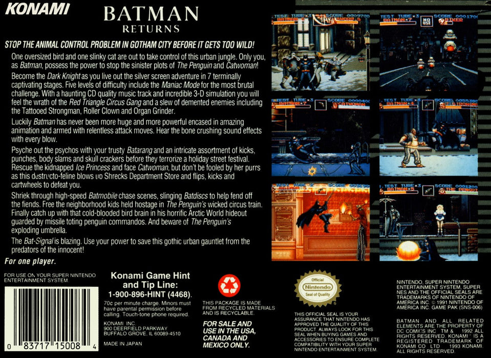 Batman Returns – Super Nintendo Entertainment System (SNES) - for just $31.99! 