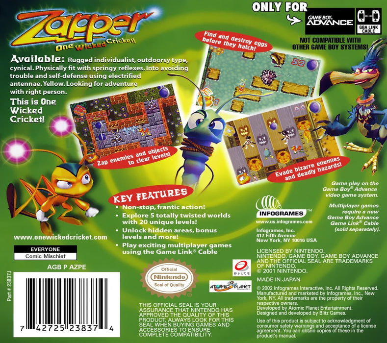 Zapper – Game Boy Advance (GBA) - for just $0! 