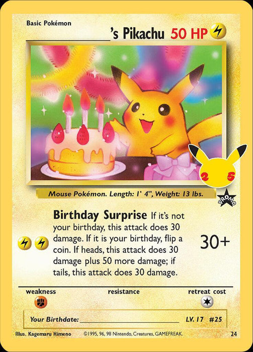 _____'s Pikachu (24) [Celebrations: 25th Anniversary - Classic Collection] - for just $17.55! 