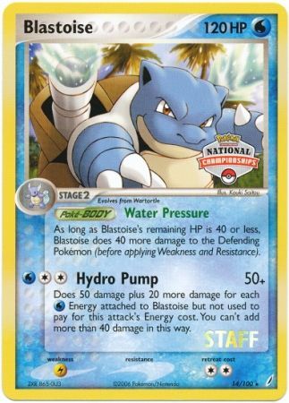 Blastoise (14/100) (National Championship Promo Staff) [EX: Crystal Guardians] - Just $332.35! Shop now at Retro Gaming of Denver